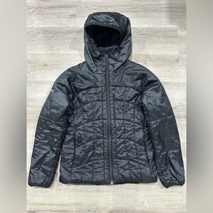 I256 Marmot Hooded Puffer Jacket Black Womens S Small